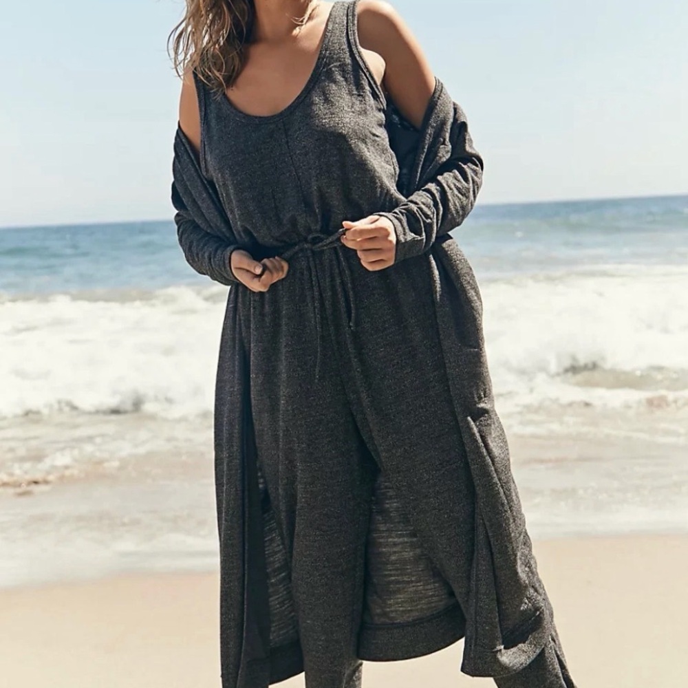 FP Beach NWT Stylish Olive Green Jumpsuit and Sweater/duster Set